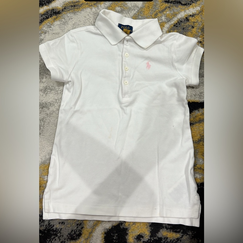 Polo by Ralph Lauren Kids White Polo Shirt with Pink Logo